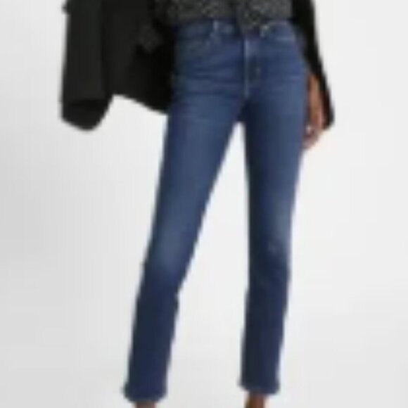 Banana Republic Dark Blue Ankle Straight Fit Jeans Sz 27 - Picture 2 of 10